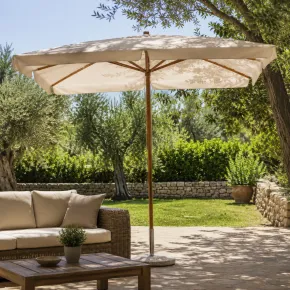 Ombrellone Legno 3x3 Ecru Palo Centrale Quadrato Esterno Antivento Giardino | Bricoshop24 2
