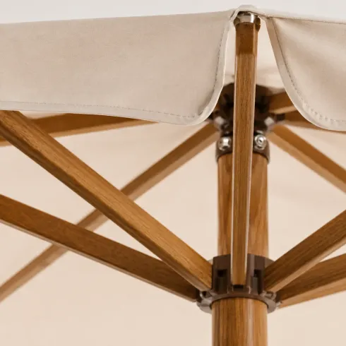 Ombrellone in Legno 3x4 Rettangolare Ecru con Palo Centrale Giardino
