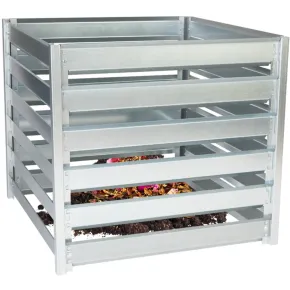 Compostiera da Giardino 704L in Acciaio Zincato 91x91x85cm