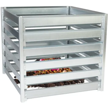 Compostiera da Giardino 704L in Acciaio Zincato 91x91x85cm