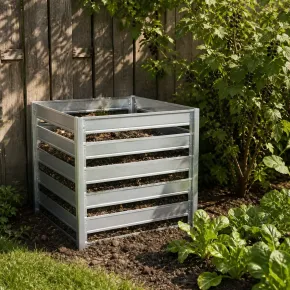 Compostiera da Giardino 704L in Acciaio Zincato 91x91x85cm 2