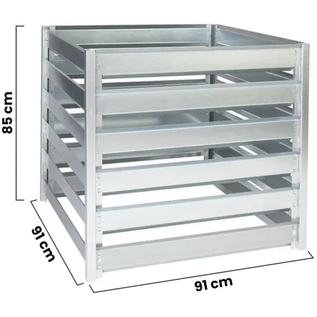 Compostiera da Giardino 704L in Acciaio Zincato 91x91x85cm