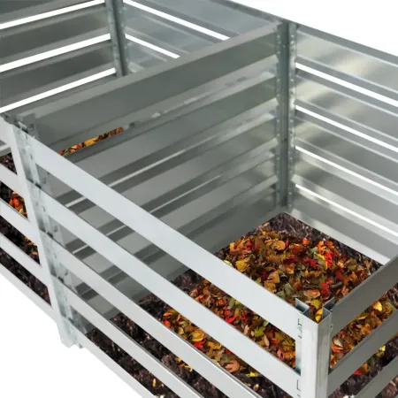 Compostiera Doppia da Giardino 1408L in Acciaio Zincato 182x91x85cm