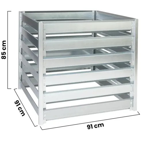 Compostiera Doppia da Giardino 1408L in Acciaio Zincato 182x91x85cm
