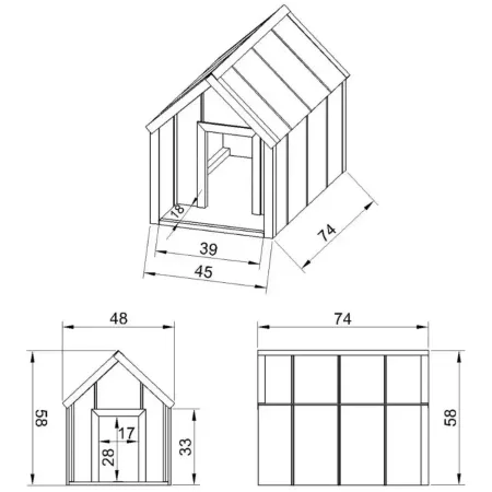 Cuccia per Cani in Legno 10 mm Piccola Taglia 74x45x58 cm LP SmartSide