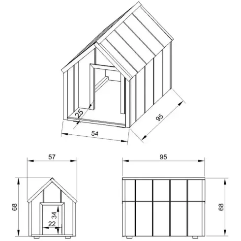 Cuccia per Cani in Legno 10 mm Taglia Media 95x54x68 cm LP SmartSide