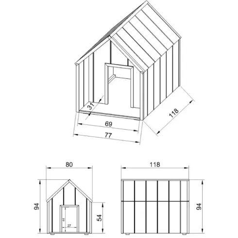 Cuccia per Cani in Legno 10 mm Taglia Grande 116x77x94 cm LP SmartSide