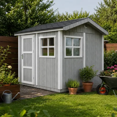 Casetta da Giardino in Legno Grigio Chiaro 236x250 cm 6 m2 Pavimento