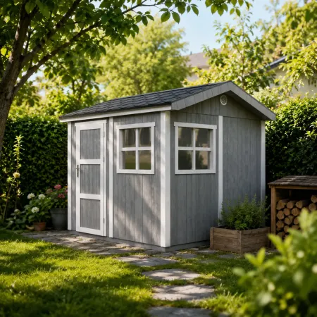 Casetta da Giardino in Legno Grigio Scuro 236x250 cm 6 m2 Pavimento
