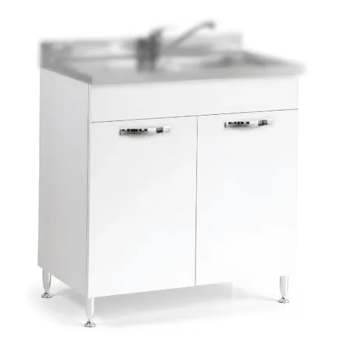 Mobile da cucina Sotto Lavello 2 Ante 80 cm Senza Lavello in Legno Bianco Basso | BricoShop24