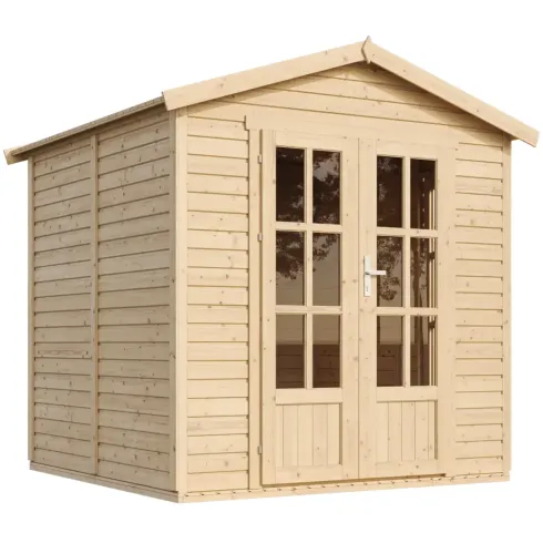 Casetta da Giardino in Legno Grezzo 2x2m 4 m2 Pavimento Porta Vetrata