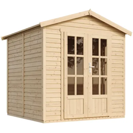 Casetta da Giardino in Legno Grezzo 2x2m 4 m2 Pavimento Porta Vetrata