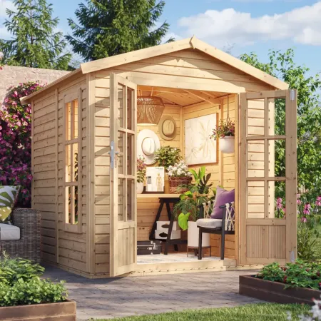 Casetta da Giardino in Legno Grezzo 2x2m 4 m2 Pavimento Porta Vetrata