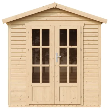 Casetta da Giardino in Legno Grezzo 2x2m 4 m2 Pavimento Porta Vetrata