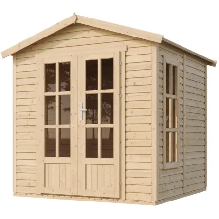 Casetta da Giardino in Legno Grezzo 2x2m 4 m2 Pavimento Porta Vetrata