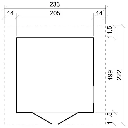 Casetta da Giardino in Legno Grezzo 2x2m 4 m2 Pavimento Porta Vetrata