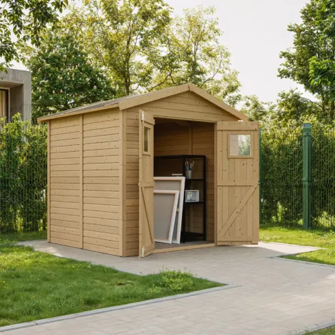 Casetta da Giardino in Legno 2x2m 4 m2 con Doppia Porta Vetrata