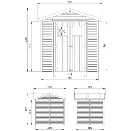 Casetta da Giardino in Legno 2x2m 4 m2 con Doppia Porta Vetrata