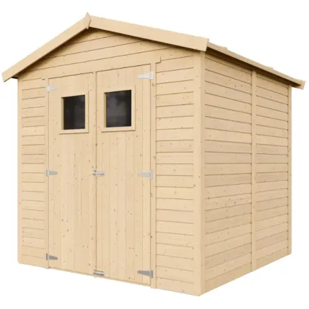 Casetta da Giardino in Legno 2x2m 4 m2 Pavimento Doppia Porta Vetrata