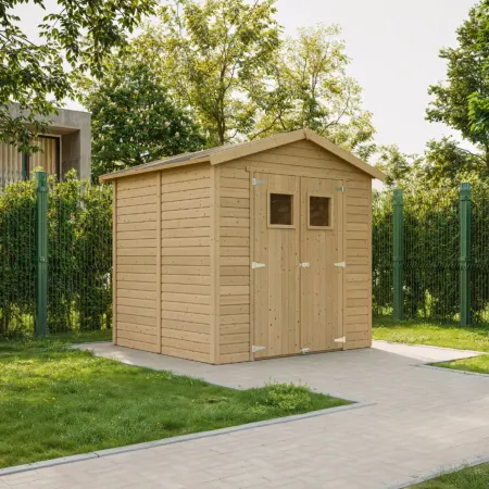 Casetta da Giardino in Legno 2x2m 4 m2 Pavimento Doppia Porta Vetrata