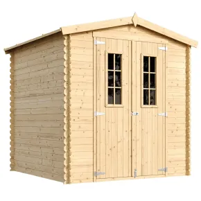 Casetta da Esterno in Legno 2x2 m Doppia Porta Finestrata Deposito