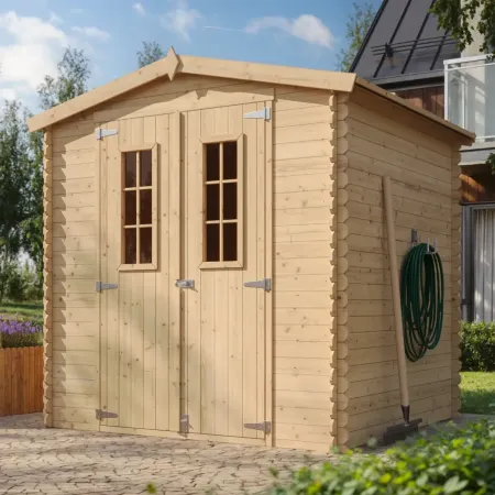 Casetta da Esterno in Legno 2x2 m Doppia Porta Finestrata Deposito