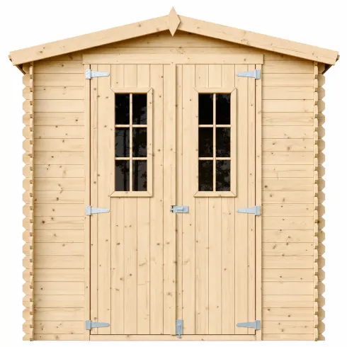Casetta da Esterno in Legno 2x2 m Doppia Porta Finestrata Deposito