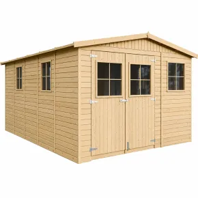 Casetta da Giardino 3x5 m in Legno 17 mm Porte Doppie Finestre 15 m2