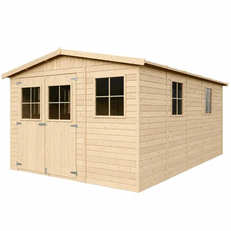 Casetta da Giardino 3x5 m in Legno 17 mm Porte Doppie Finestre 15 m2