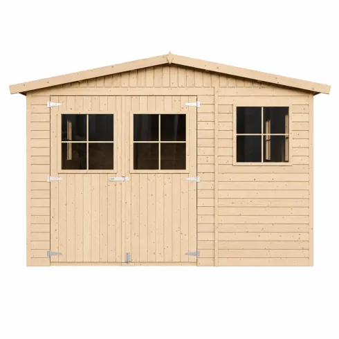 Casetta da Giardino 3x5 m Legno 17 mm Pavimento Porte Finestre 15 m2