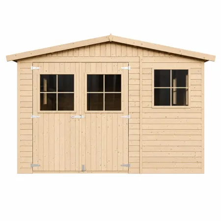 Casetta da Giardino 3x5 m Legno 17 mm Pavimento Porte Finestre 15 m2