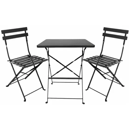 Set Tavolo da Giardino Quadrato 70x70 cm con 2 Sedie Antracite