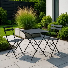 Set Tavolo da Giardino Quadrato 70x70 cm con 2 Sedie Antracite 2