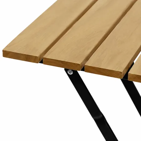 Set Tavolo da Giardino 55x55 cm con 2 Sedie Metallo Nero Legno