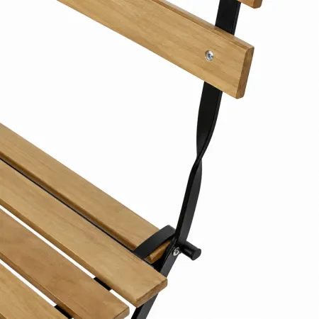 Set Tavolo da Giardino 55x55 cm con 2 Sedie Metallo Nero Legno