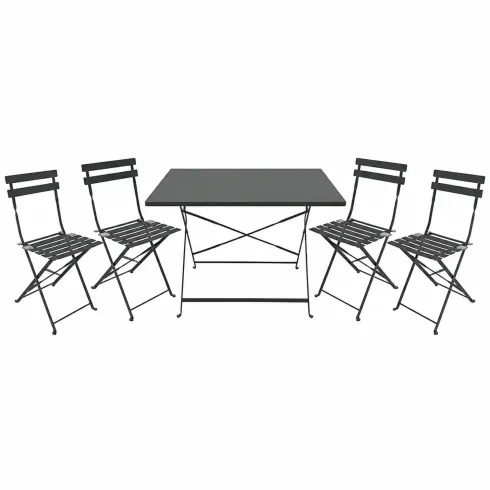 Set Tavolo da Giardino Rettangolare 70x110 cm con 4 Sedie Antracite