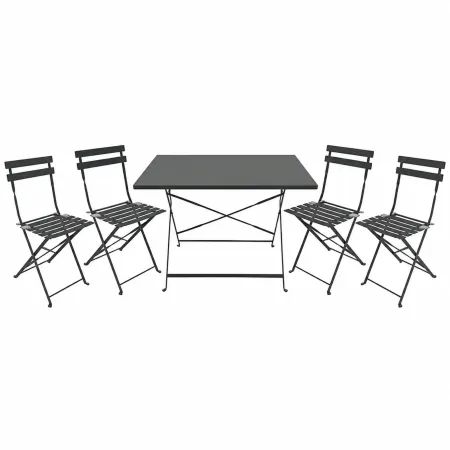 Set Tavolo da Giardino Rettangolare 70x110 cm con 4 Sedie Antracite