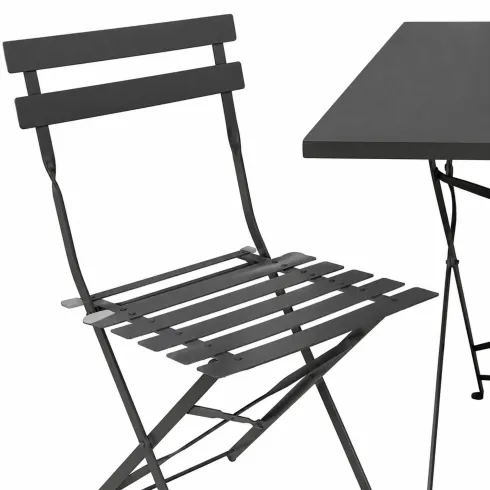 Set Tavolo da Giardino Rettangolare 70x110 cm con 4 Sedie Antracite