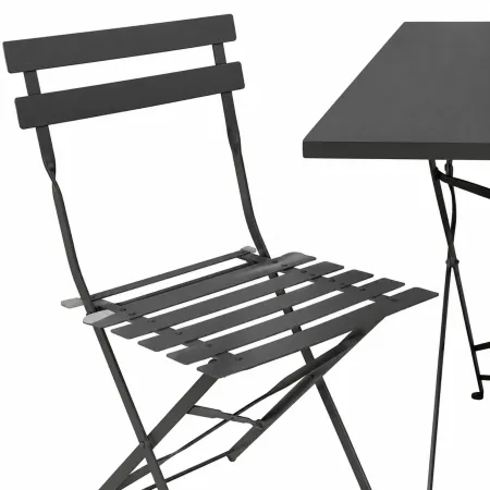 Set Tavolo da Giardino Rettangolare 70x110 cm con 4 Sedie Antracite
