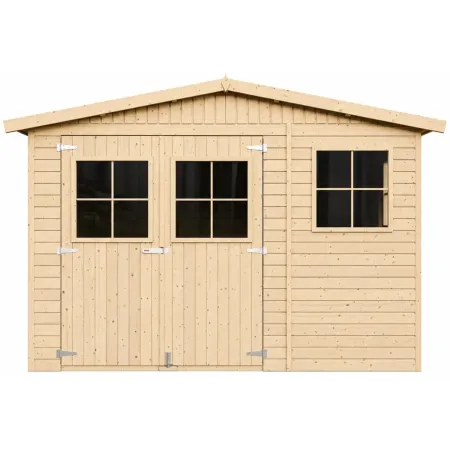 Casetta da Giardino 3x4 m Legno 17 mm Tetto OSB Doppia Porta Finestre