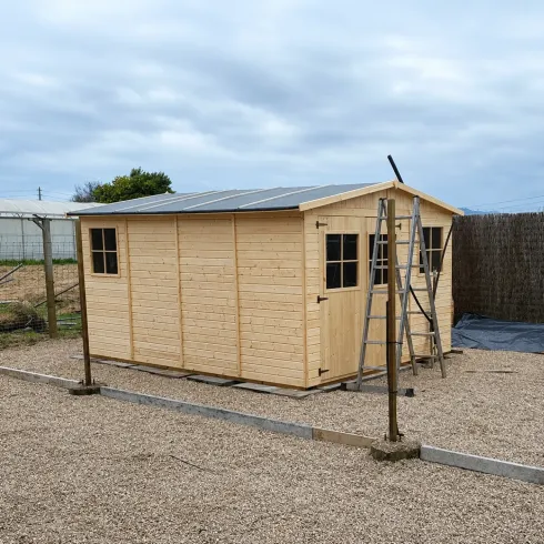 Casetta da Giardino 3x4 m Legno 17 mm Tetto OSB Doppia Porta Finestre