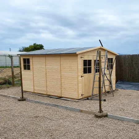 Casetta da Giardino 3x4 m Legno 17 mm Tetto OSB Doppia Porta Finestre