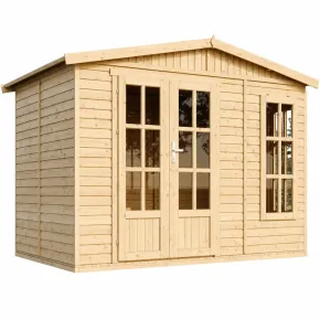 Casetta da Giardino in Legno 3x2 m con Pavimento Doppia Porta Finestre