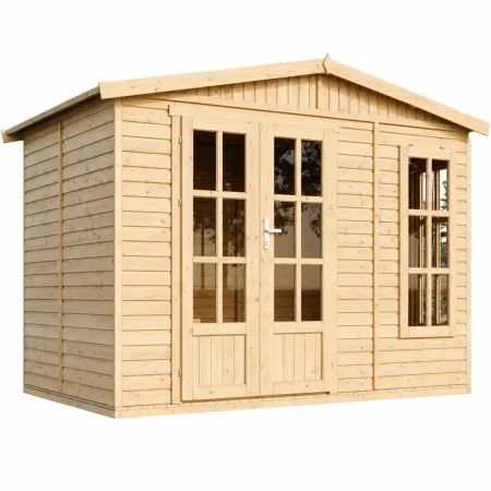 Casetta da Giardino in Legno 3x2 m con Pavimento Doppia Porta Finestre