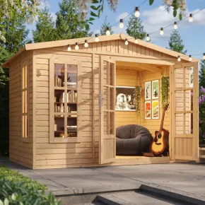 Casetta da Giardino in Legno 3x2 m con Pavimento Doppia Porta Finestre 2