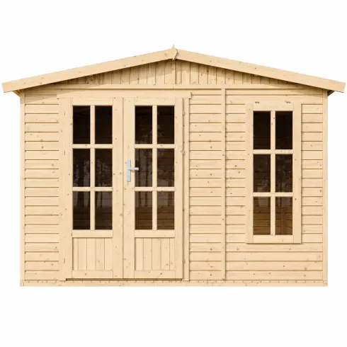 Casetta da Giardino in Legno 3x2 m con Pavimento Doppia Porta Finestre
