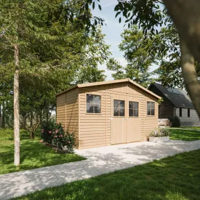 Casetta da Giardino 4x2 m Legno 17 mm Tetto OSB Doppia Porta Finestre 2