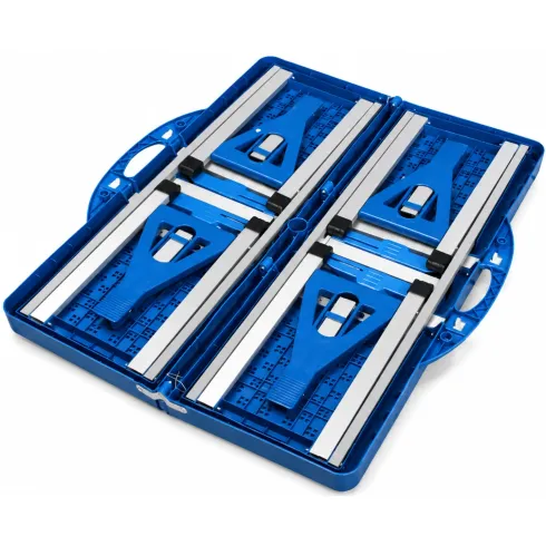 Set Tavolo Pieghevole con 4 Sgabelli in Alluminio Blu