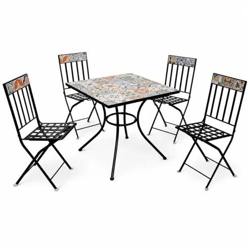 Tavolo Quadro con 4 Sedie Pieghevoli in Acciaio da Esterno | BricoShop24