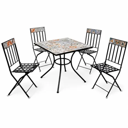 Tavolo Quadro con 4 Sedie Pieghevoli in Acciaio da Esterno | BricoShop24